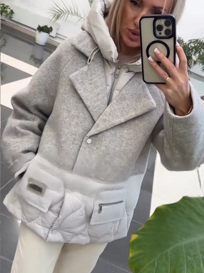 Manteau d'hiver épais en duvet pour femme, doudoune coupe-vent à capuche avec 2 poches