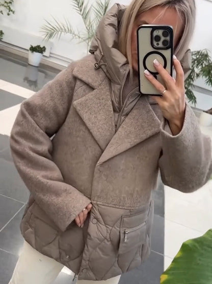 Manteau d'hiver épais en duvet pour femme, doudoune coupe-vent à capuche avec 2 poches