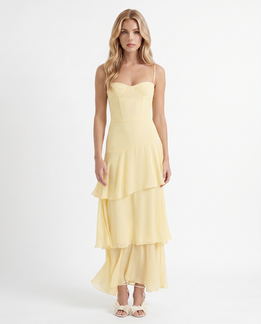 Women's Tiered Maxi Dress Flowy Layered Skirt Boho Summer Beach Vacation Wedding Guest Sundress | Sunny Tier - Seldom Seen Styles