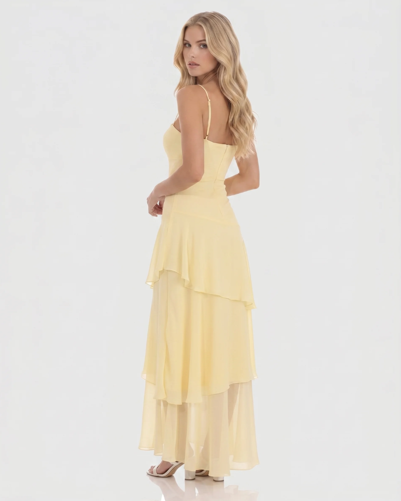 Women's Tiered Maxi Dress Flowy Layered Skirt Boho Summer Beach Vacation Wedding Guest Sundress | Sunny Tier - Seldom Seen Styles