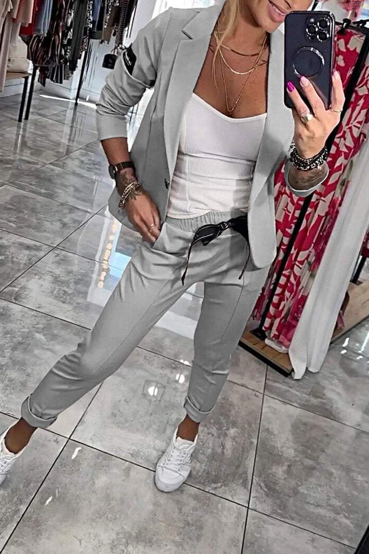 Women's Top Jacket & Elastic Pants Two-piece Set - Seldom Seen Styles