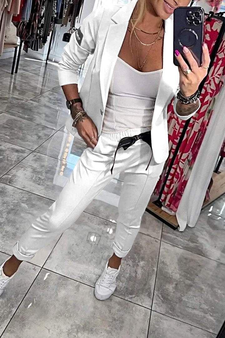Women's Top Jacket & Elastic Pants Two-piece Set - Seldom Seen Styles