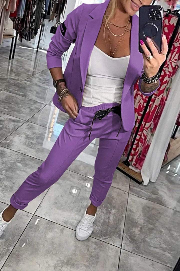 Women's Top Jacket & Elastic Pants Two-piece Set - Seldom Seen Styles