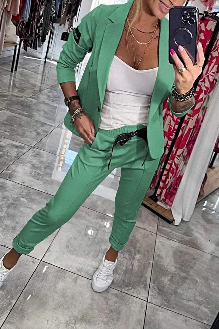 Women's Top Jacket & Elastic Pants Two-piece Set - Seldom Seen Styles
