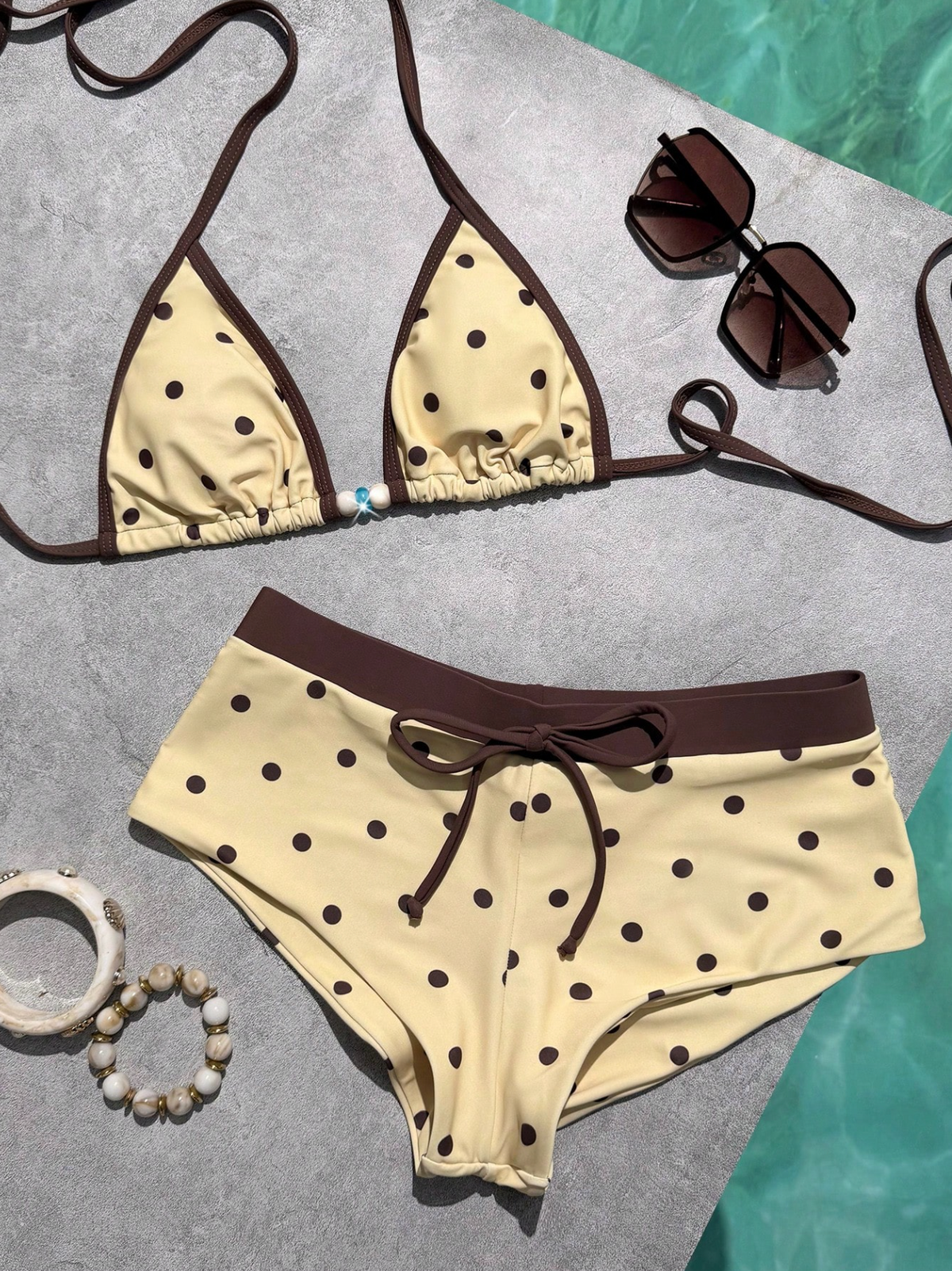 Women's Triangle Top Boy Shorts Bikini Set Full Coverage Retro Swimsuit Beach Vacation Pool Summer Bathing Suit - Seldom Seen Styles