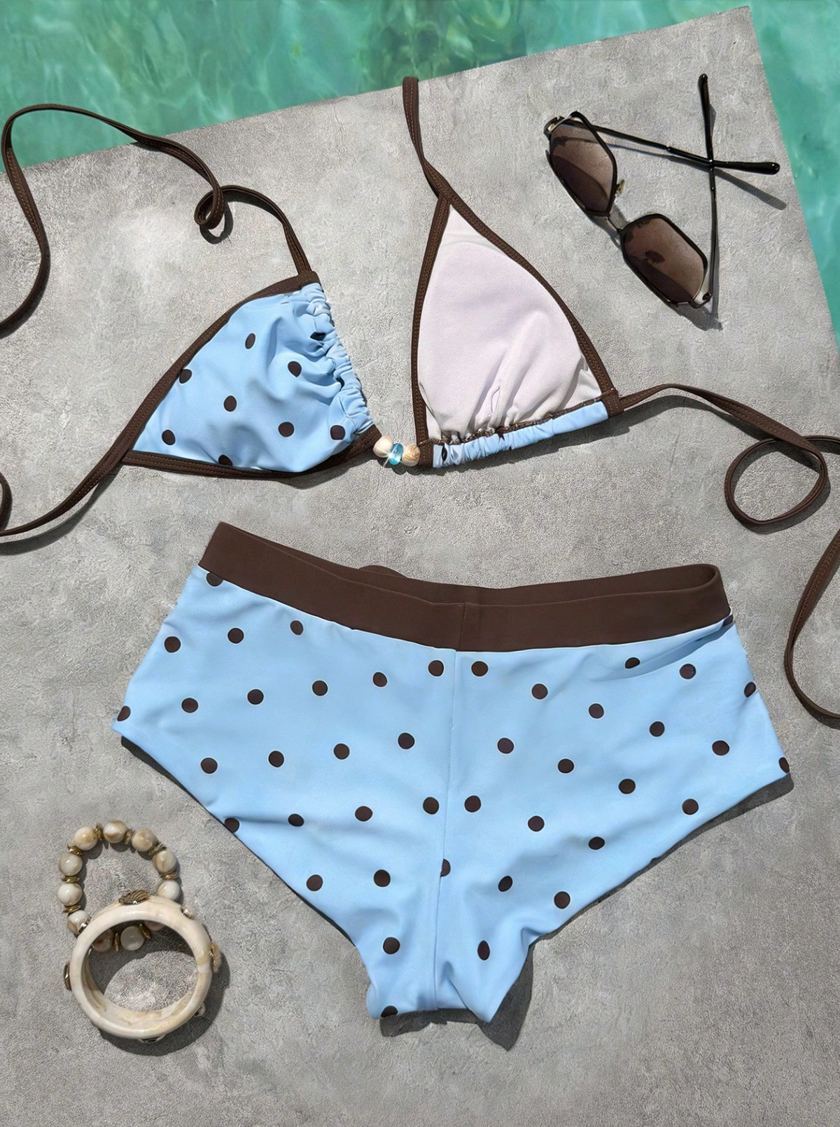 Women's Triangle Top Boy Shorts Bikini Set Full Coverage Retro Swimsuit Beach Vacation Pool Summer Bathing Suit - Seldom Seen Styles