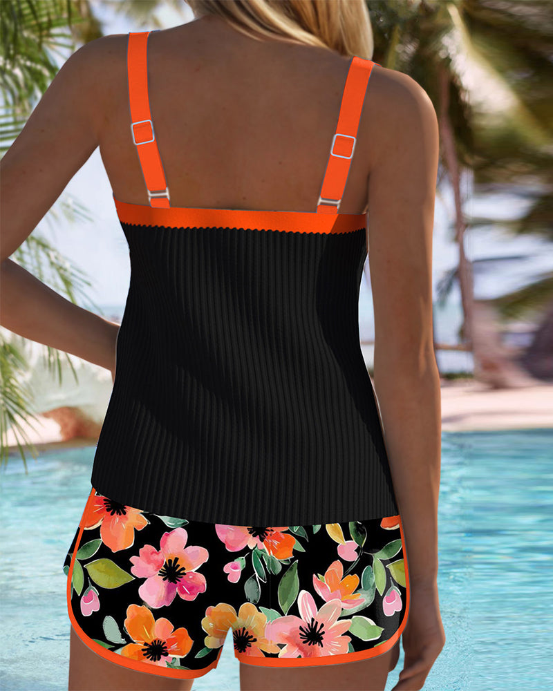 Women's Tummy Control Tankini Set Floral Shorts Swim - Seldom Seen Styles