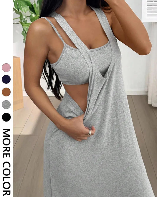 Women's Two Piece Maxi Dress Set Cutout Bodycon Tank and Dress Summer Outfit - Seldom Seen Styles