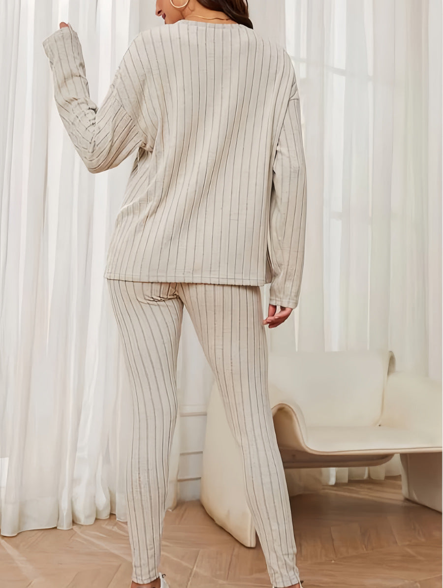 Women's Two-Piece Set Autumn New Fashionable Loose Round Neck Knitted Suit for Women - Seldom Seen Styles