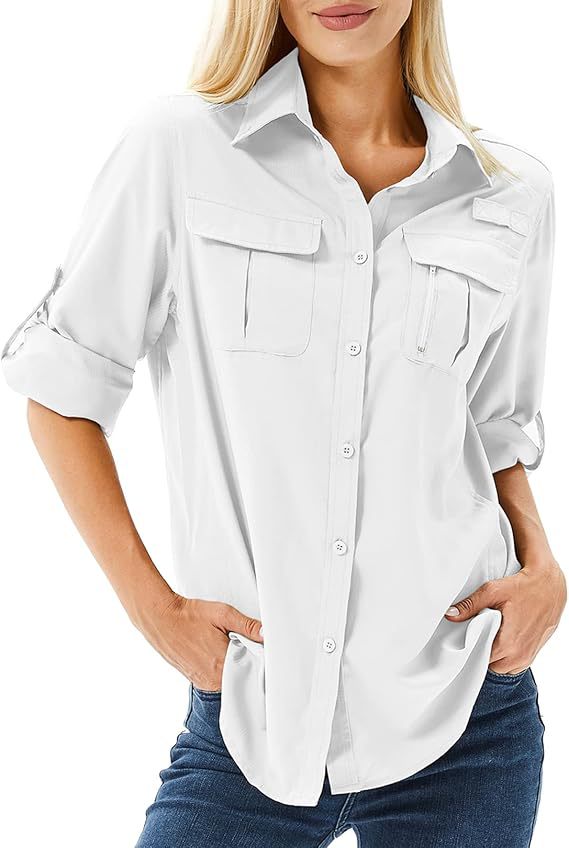 Women's UPF 50 Long Sleeve Sun Protection Shirts Safari Fishing Hiking - Seldom Seen Styles