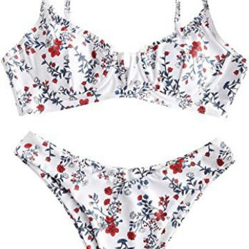 Women's Underwire Bikini Floral High Cut Bikini Set V-Wired Two Piece Swimsuit Bathing Suit - Seldom Seen Styles