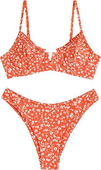 Women's Underwire Bikini Floral High Cut Bikini Set V-Wired Two Piece Swimsuit Bathing Suit - Seldom Seen Styles