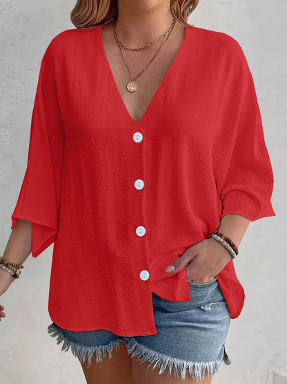 Women's V-Neck Ice Silk Cardigan Long Sleeve Button Solid Color Casual Vacation Outfit