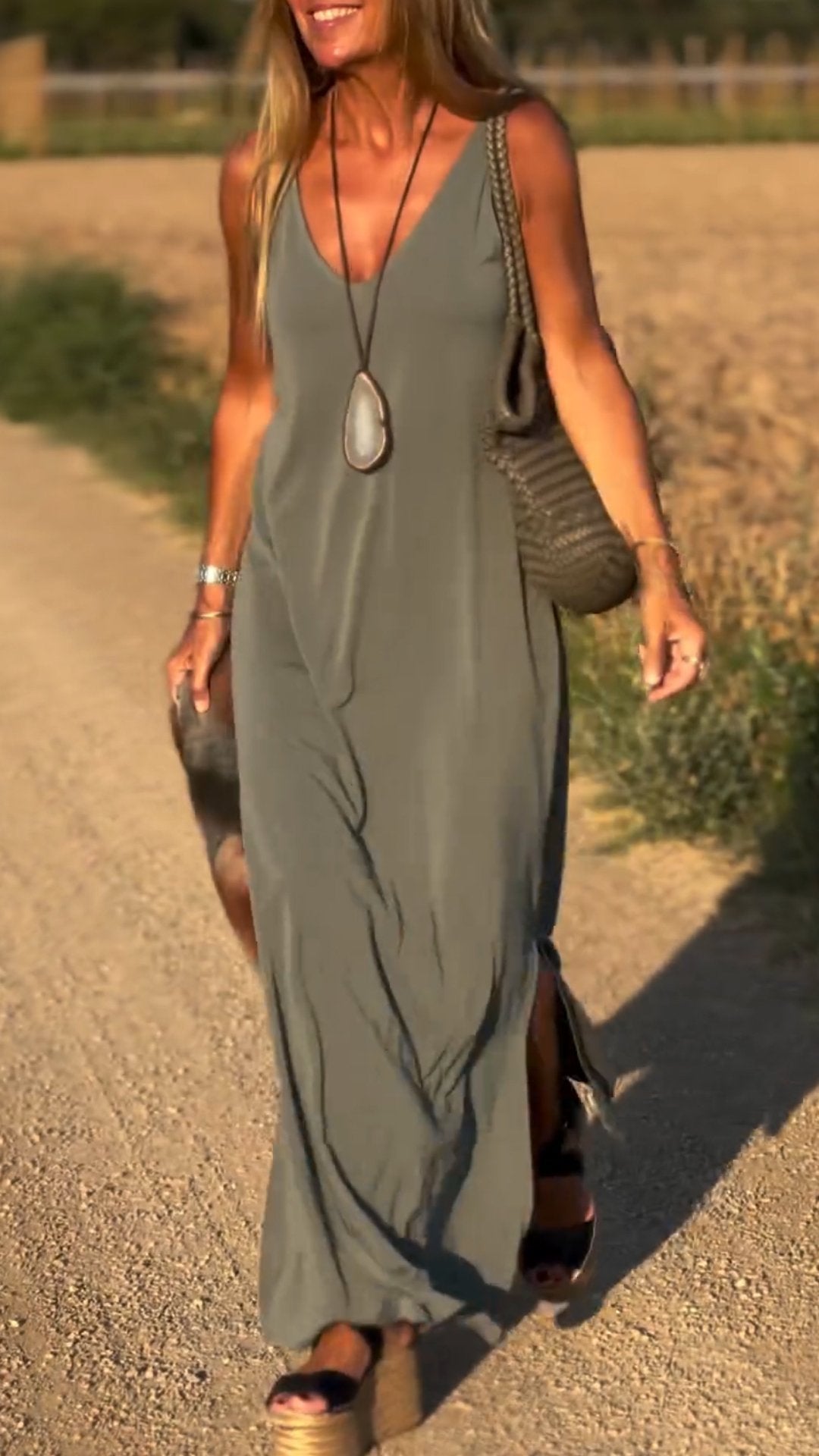 Women's V-neck Sleeveless Casual Dress - Seldom Seen Styles