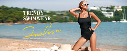 Women's Vintage Padded Push Up One Piece Swimsuit Tummy Control Bathing Suit Plus Size Swimwear
