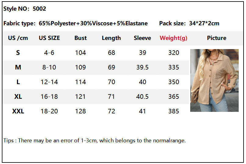 Women's Waffle Knit Button Down Shirts Casual Long Sleeve Shacket Jacket Boyfriend Tops Blouses Loose Fit - Seldom Seen Styles