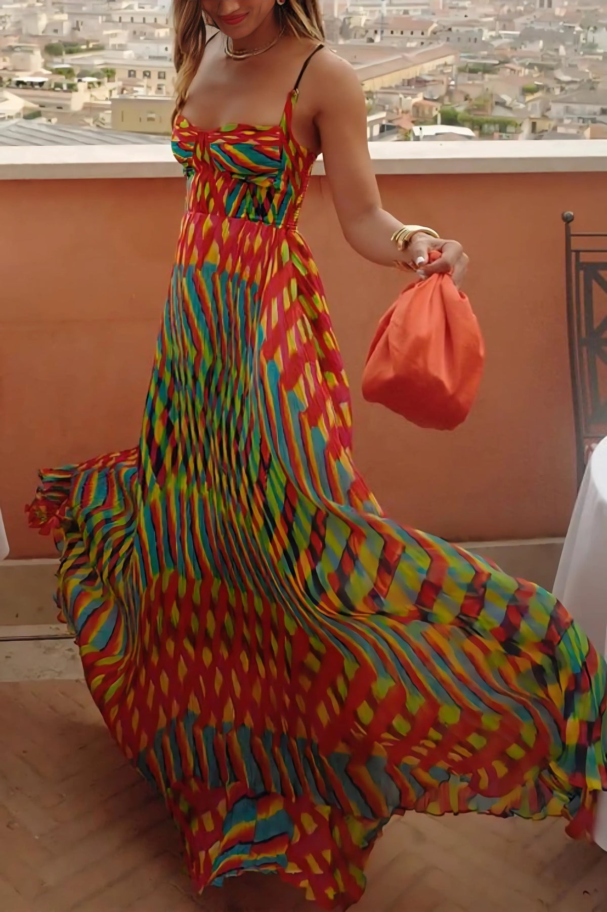 Women's Wedding Guest Printed Spaghetti Strap Maxi Dress - Seldom Seen Styles