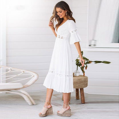 Weißes Boho-Kleid