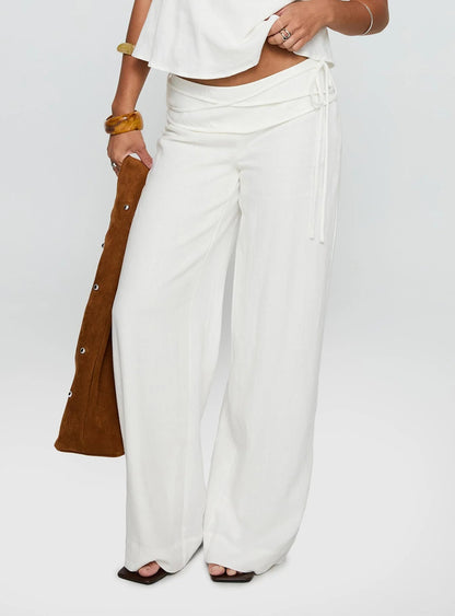 Women's Wide Leg Linen Pants Relaxed Fit High Waist Lightweight Breathable Casual Summer Beach Vacation Boho Trousers | Linen Drift