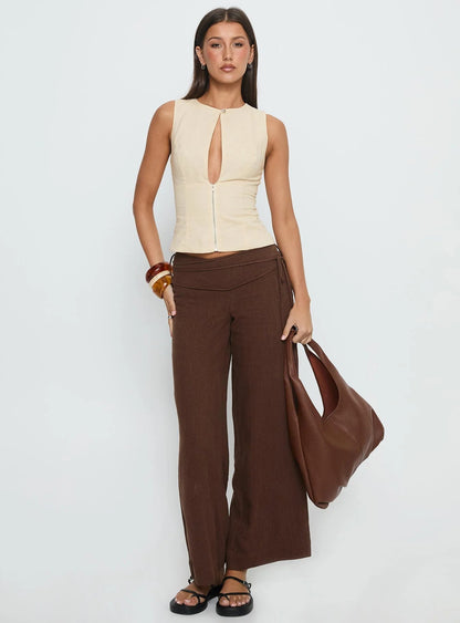 Women's Wide Leg Linen Pants Relaxed Fit High Waist Lightweight Breathable Casual Summer Beach Vacation Boho Trousers | Linen Drift