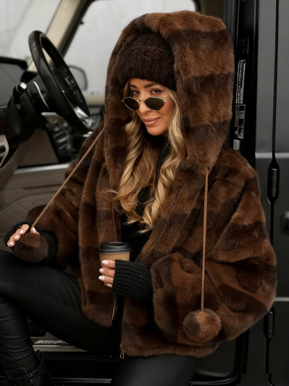 Women's Winter Faux Fur Coat Open Front Pockets Long Sleeve Fluffy Jacket