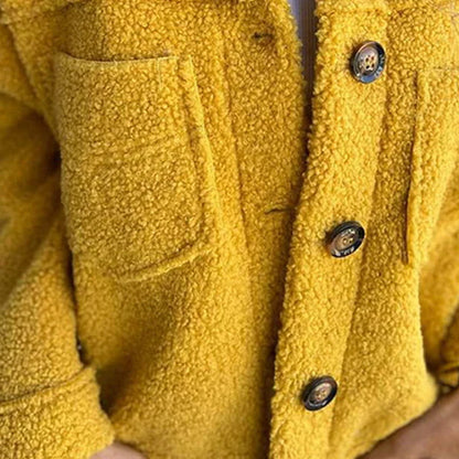 Damen Winter Kunstpelzmäntel Langarm Revers Button-Down-Taschen Fleece Sherpa Jacke Lässige trendige Oberbekleidung