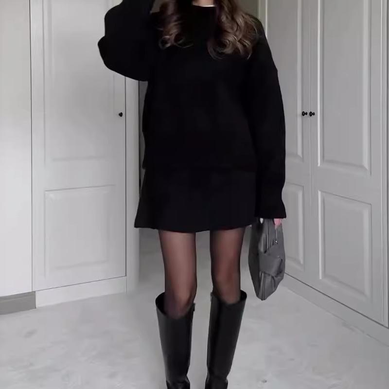 Women's casual knitted sweater skirt suit versatile college style sweet solid color 2-piece new autumn - Seldom Seen Styles