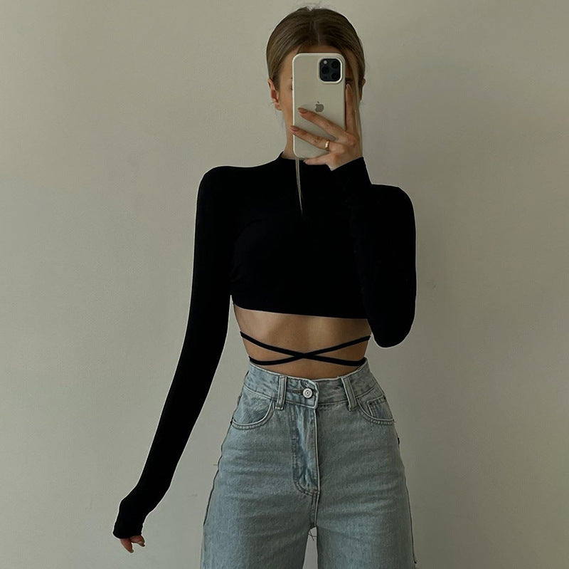 Women's new casual crop top with a strappy zebra pattern for autumn - Seldom Seen Styles
