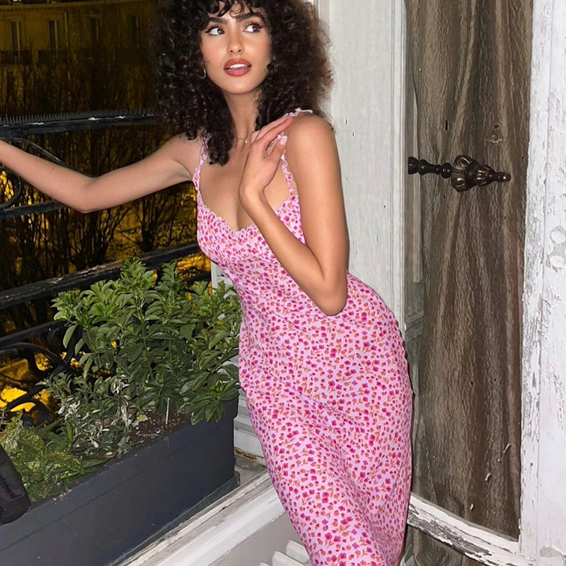 Women's new summer sexy bohemian vacation wind small floral suspender dress dress women - Seldom Seen Styles