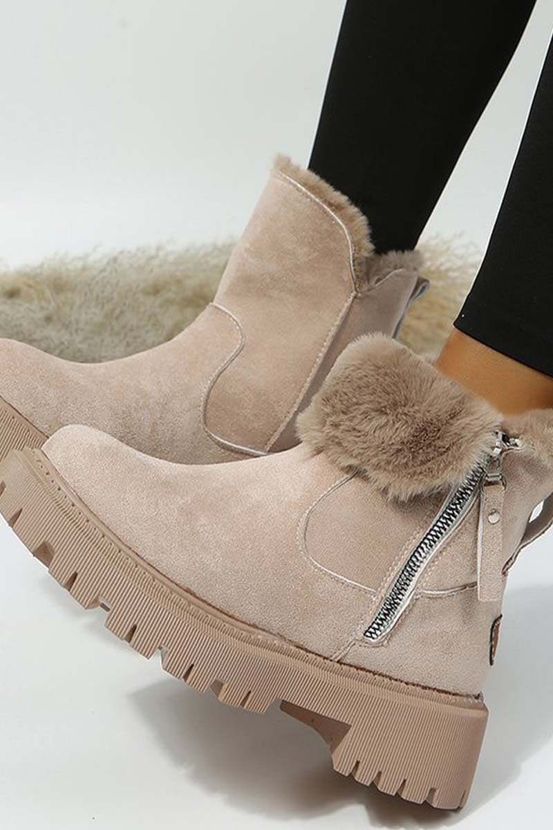 Women's velvet thickened warm mid-calf cotton boots - Seldom Seen Styles