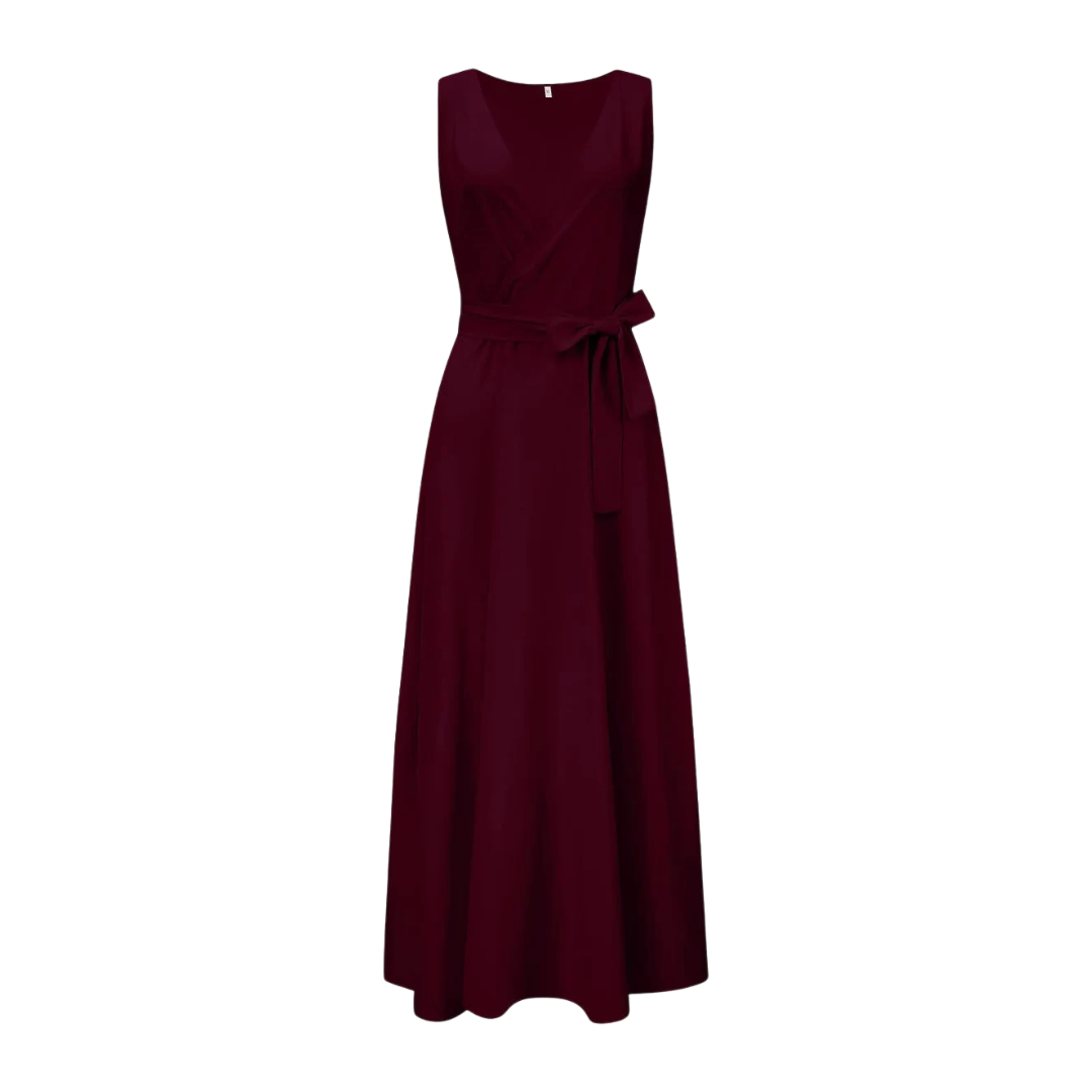 Women Feminine Tie Waist Maxi Dress Artisio - Seldom Seen Styles