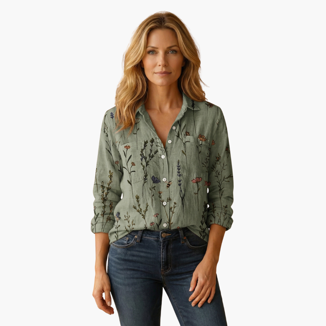 Women’s Button-Down Shirt with Classic Collar and Long Sleeves - Seldom Seen Styles