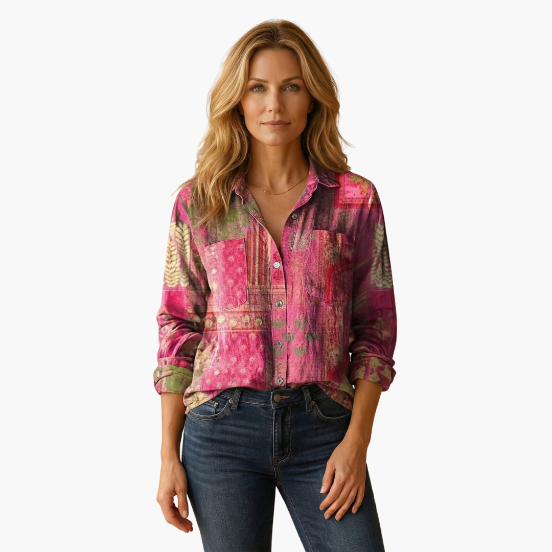 Women’s Button-Down Shirt with Classic Collar and Long Sleeves - Seldom Seen Styles