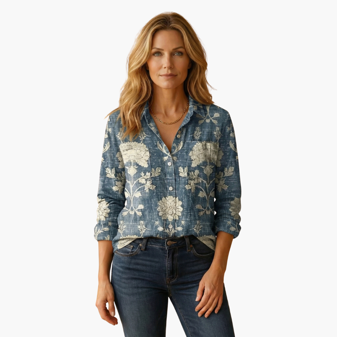 Women’s Button-Down Shirt with Classic Collar and Long Sleeves - Seldom Seen Styles