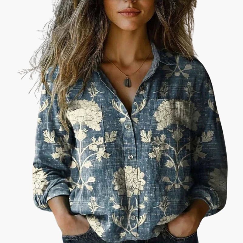 Women’s Button-Down Shirt with Classic Collar and Long Sleeves - Seldom Seen Styles