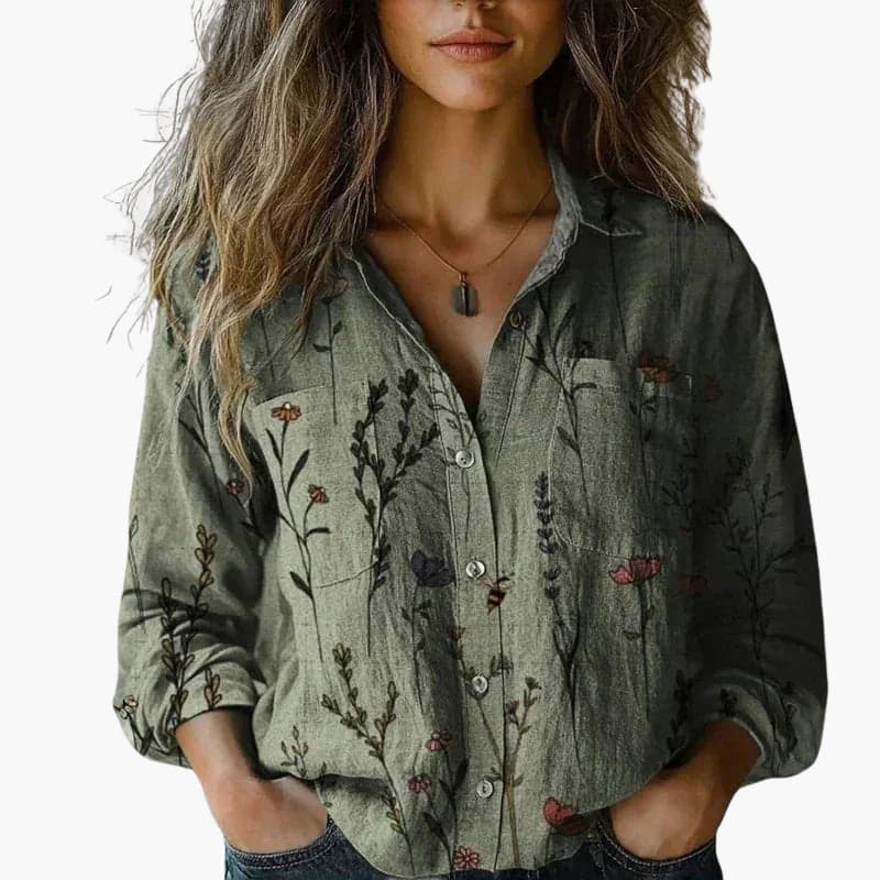 Women’s Button-Down Shirt with Classic Collar and Long Sleeves - Seldom Seen Styles