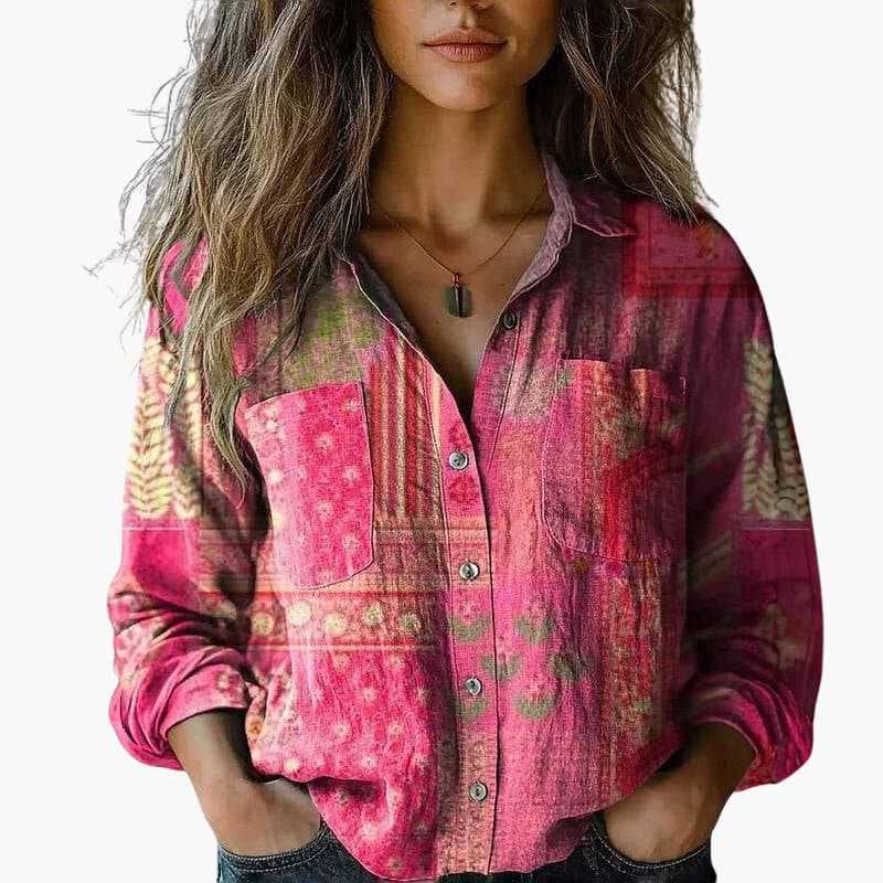Women’s Button-Down Shirt with Classic Collar and Long Sleeves - Seldom Seen Styles