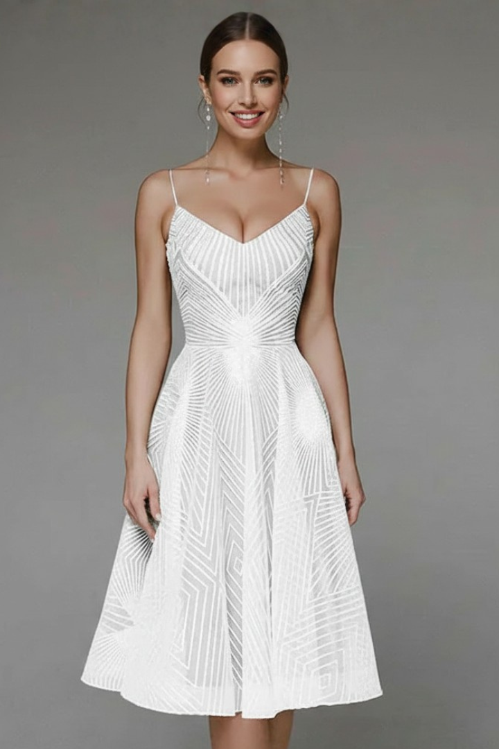 Women’s Midi Dress with Spaghetti Straps and A-Line Skirt - Seldom Seen Styles