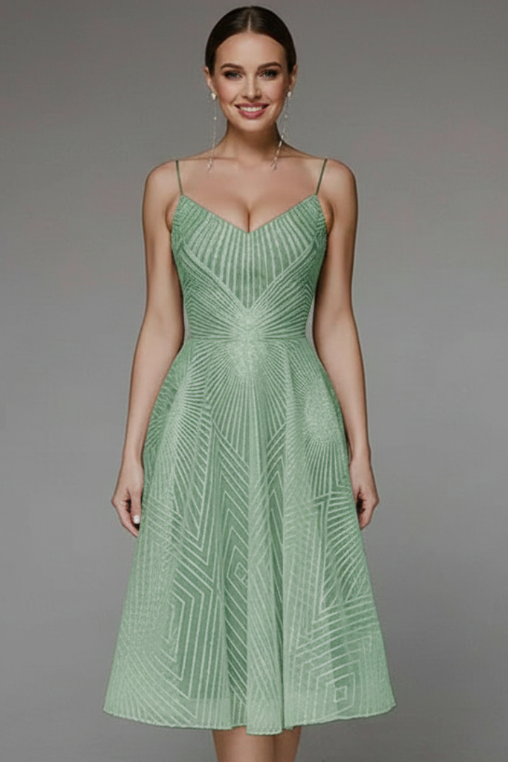 Women’s Midi Dress with Spaghetti Straps and A-Line Skirt - Seldom Seen Styles