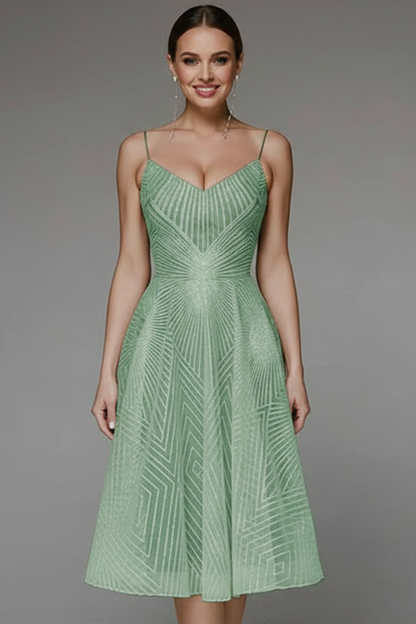 Women’s Midi Dress with Spaghetti Straps and A-Line Skirt