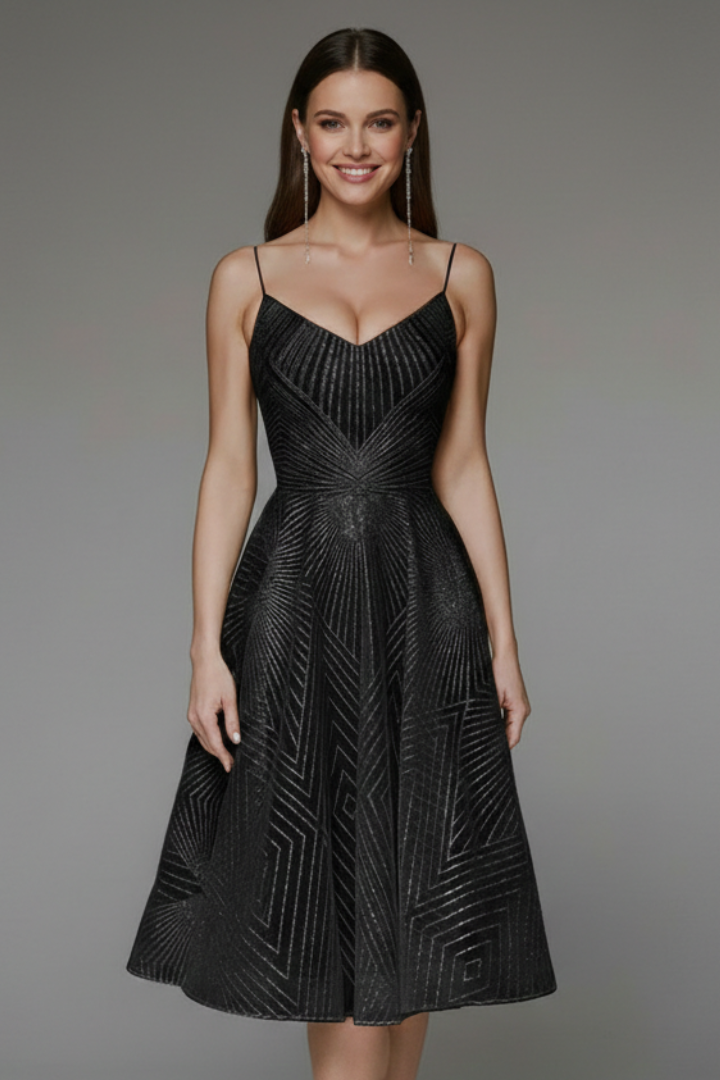 Women’s Midi Dress with Spaghetti Straps and A-Line Skirt - Seldom Seen Styles