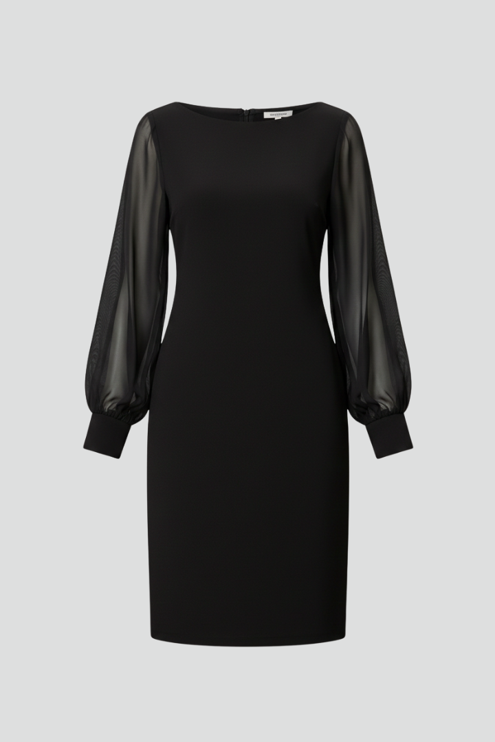 Women’s Mini Dress with Sheer Sleeves - Seldom Seen Styles