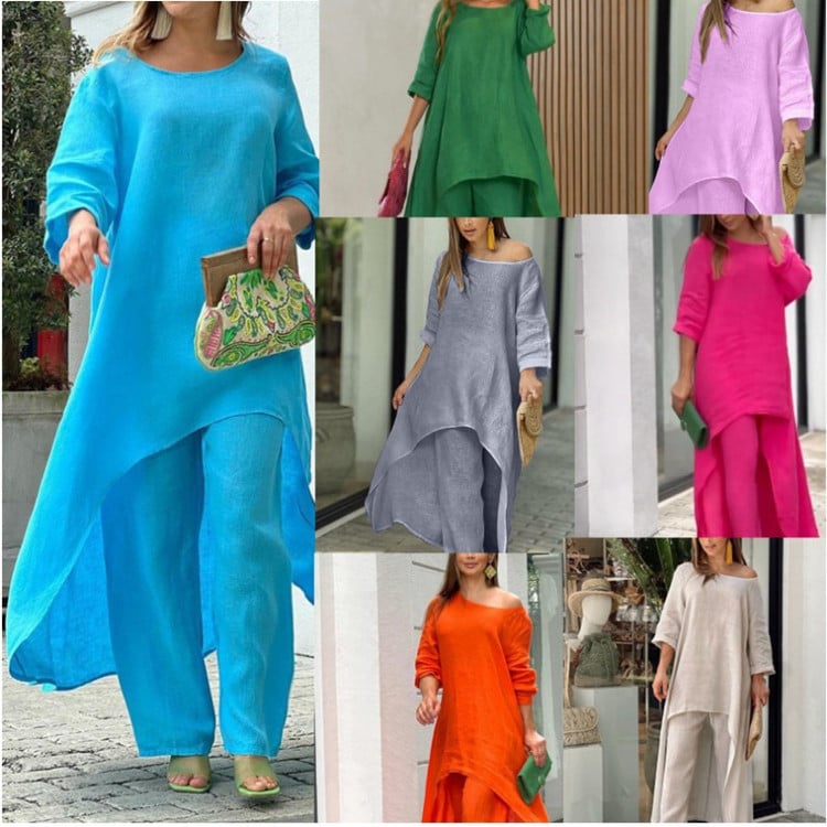 💕Women's Solid Color Linen Fashionable Casual Suit💃💃 - Seldom Seen Styles