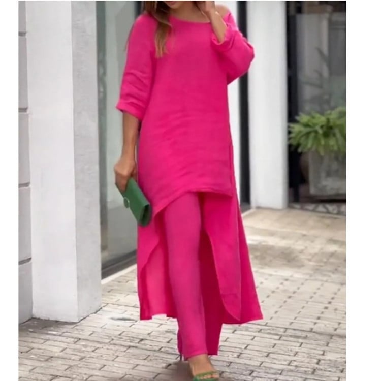 💕Women's Solid Color Linen Fashionable Casual Suit💃💃 - Seldom Seen Styles