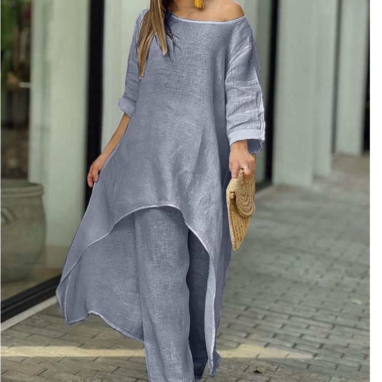 💕Women's Solid Color Linen Fashionable Casual Suit💃💃 - Seldom Seen Styles