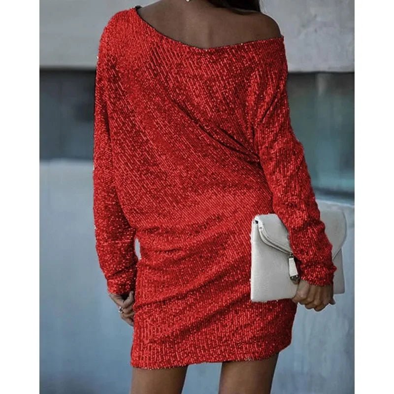 Women's Off-Shoulder Bodycon Mini Dress Long Sleeve Party Style - Seldom Seen Styles