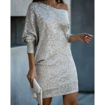 Women's Off-Shoulder Bodycon Mini Dress Long Sleeve Party Style