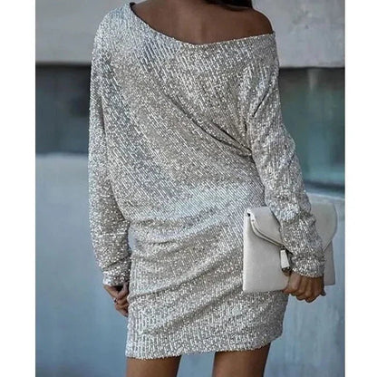 Women's Off-Shoulder Bodycon Mini Dress Long Sleeve Party Style