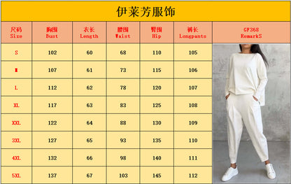 Ensembles 2 pièces pour femmes, combinaisons de survêtement couleur unie, tenues décontractées à col rond, ensembles pyjama/détente.