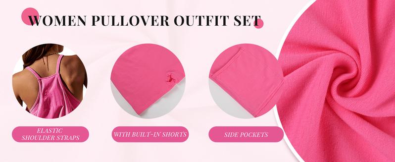 Womens Athletic Sleeveless Mini Dress with Built-in Shorts V Neck Spaghetti Strap Short Tennis Dress with Pockets - Seldom Seen Styles